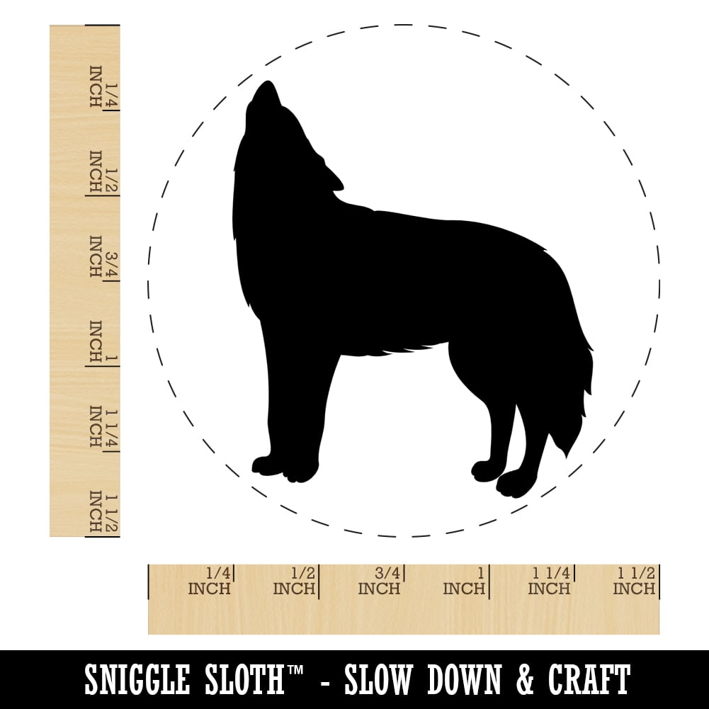 Howling Wolf Solid Self-Inking Rubber Stamp Ink Stamper - Black Ink - Large 1-1/2 Inch