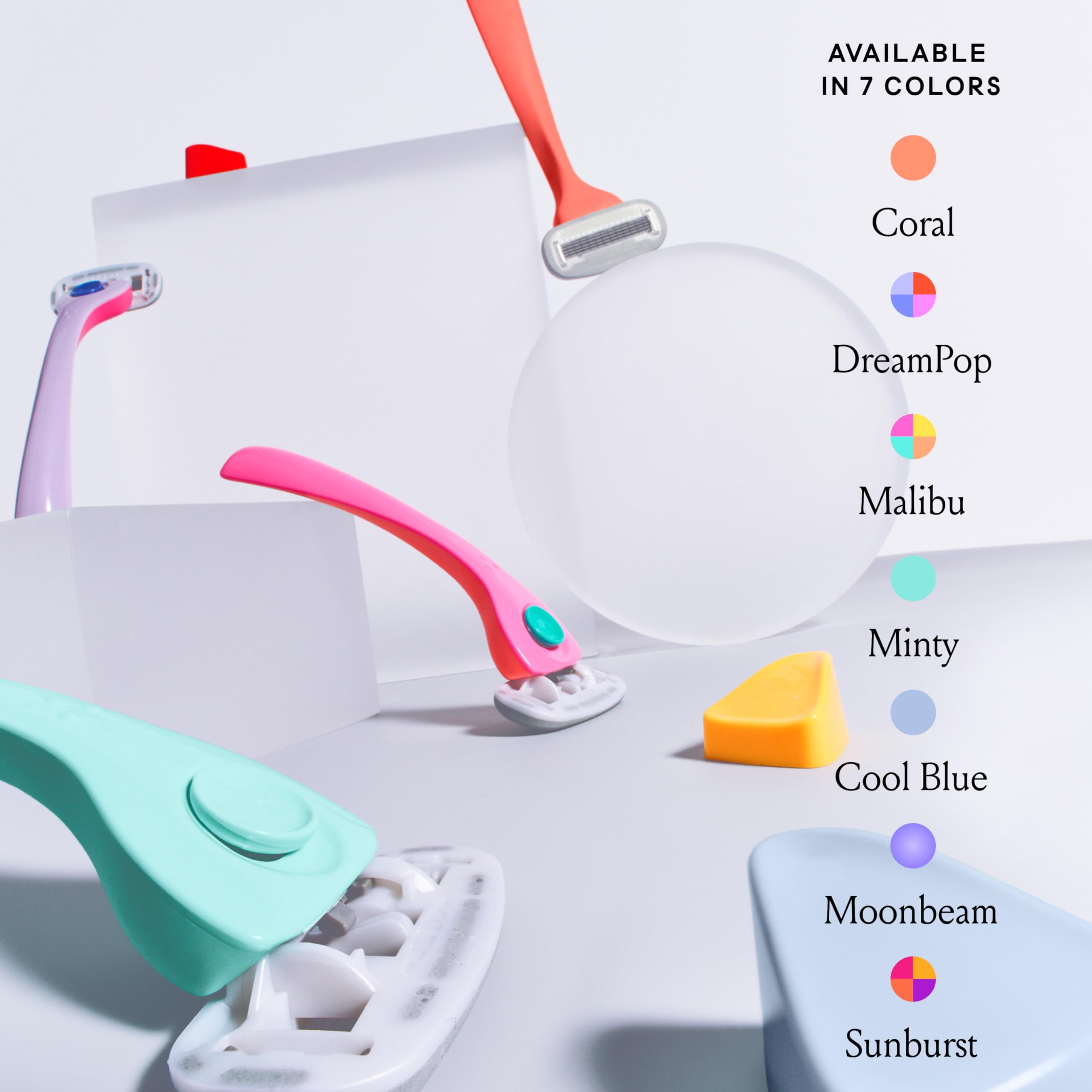 Billie Razors for Women Shave Kit  Womens Razor + 4 x 5-Blade Razor Refills + Magnetic Holder  Cool Blue