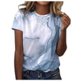thumbnail image 3 of Tshirts for Women Ladies Colorful Tie Dye Crew Neck Short Sleeve Summer Top Tees for Women Blue L, 3 of 6