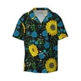 thumbnail image 4 of Uemuo Sunflowers And Blue Flower Pattern Cotton Linen Short Sleeve Shirts,Casual Lightweight Button Down Shirts,Vacation Beach Summer Tops-Medium, 4 of 7