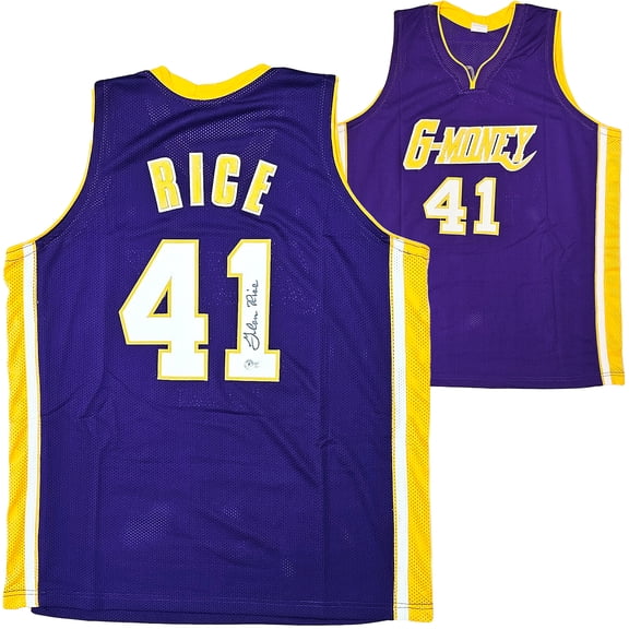 Los Angeles Lakers Glen Rice Autographed Purple Jersey Beckett BAS QR 215768