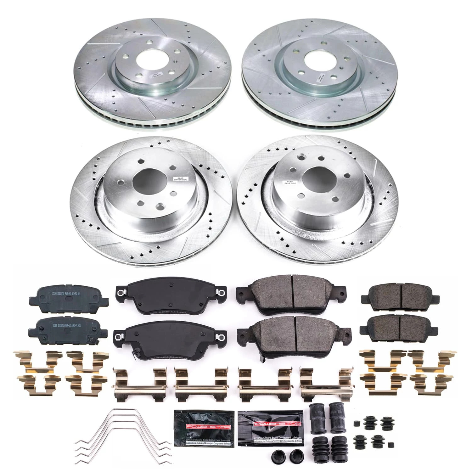 PowerStop Front and Rear Z23 Evolution Sport Carbon-Fiber Ceramic Brake Pad and Drilled & Slotted Rotor Kit Fits: INFINITI Select Models K9063