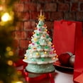 thumbnail image 7 of 15" Hand Painted Ceramic Christmas Tree, Seafoam Snow Flocked Pre-Lit Tree, 128 Multi-Color Lights, 2 Star Toppers, 7 of 7