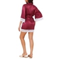 thumbnail image 3 of INSPIRE CHIC Women's Satin Robe Silky Lace Trim Bridal Party Tie Waist Wedding Bridesmaid Bathrobe L Red, 3 of 6