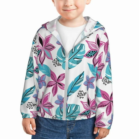 

Vsdgher Hawaiian Style Kids Sun Protection Hoodie with Zip Rash Guard Tops Children s Long Sleeve Sun Protection Clothing - 3 Years