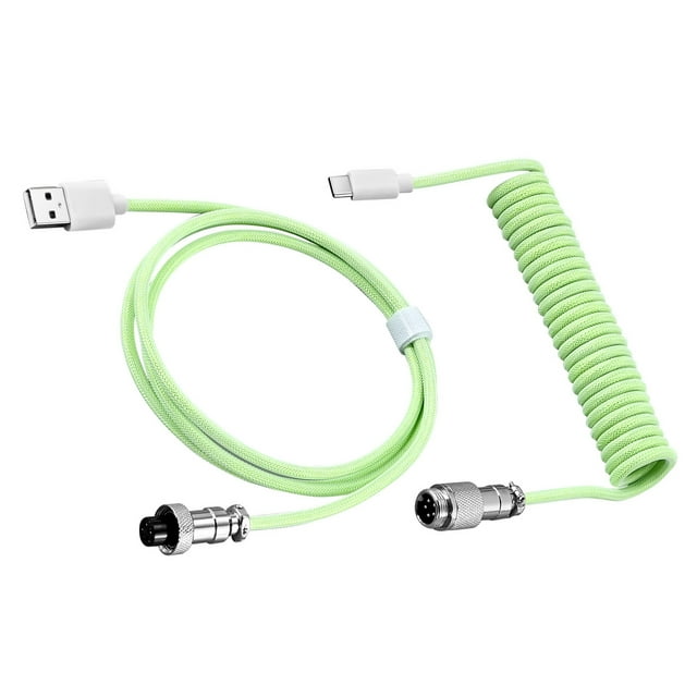 pitrice Structure Interne Durable et Robuste pour Bricolage Aviation Câble de Prise Clavier Mécanique Enroulé de Bureau Vert