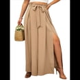 thumbnail image 1 of Pantalones Casuales de Pierna con Abertura para Mujer,Pantalones de Playa Holgados Estilo Palazzo de Cintura Alta,Pantalones de Verano Estilo Bohemio con Bolsillos. Caqui XXL, 1 of 8