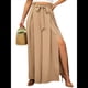thumbnail image 1 of Pantalones Casuales de Pierna con Abertura para Mujer,Pantalones de Playa Holgados Estilo Palazzo de Cintura Alta,Pantalones de Verano Estilo Bohemio con Bolsillos. Caqui XXL, 1 of 8