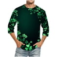 thumbnail image 1 of Ceisia Men's St. Patrick's Day 3/4 Sleeve T-Shirts, Relaxed Fit Crew Neck Gradient Shamrock Border Graphic Tees Gifts, 1 of 4