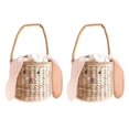 thumbnail image 1 of 2X Bolso Cubo de Ratán para Niños Y Adultos, Bolsa de Paja de Playa, Bolso de La Cesta de Mensajero del Hombro Del, Bolso de Mano con Orejas de Conejito, 1 of 5