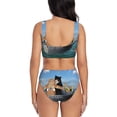 thumbnail image 3 of Wukai Two Brave Cats Are Floating On The Sea Iceberg Women's Bikini Set Two Piece,wimsuit High Waisted V Neck Twist Front Adjustable Spaghetti Straps Bathing Suit-X-Large, 3 of 7