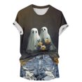 thumbnail image 4 of Jsaierl Women's Halloween Shirts Funny Pumpkin Ghost Print Tees Trendy Round Neck T-shirt Short Sleeve Dressy Casual Blouse Tops Halloween Clothes, 4 of 4