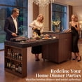thumbnail image 2 of OMCHOM 78.6" Extendable Rolling Kitchen Island 4-6 Seats, Double-Side Storage, Open Shelves & 2 Drawers, Walnut, 2 of 9