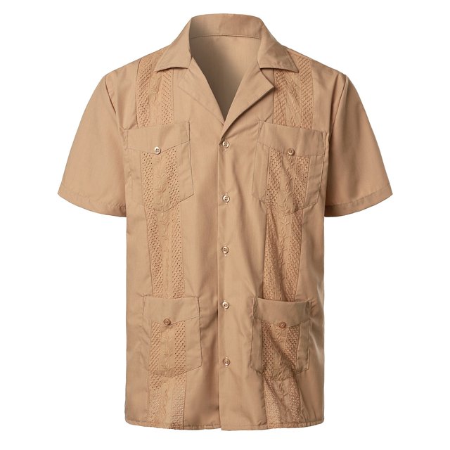 XDZJLR Men Shirt Spring And Summer Fashion And Leisure Dongfeng Pocket Button Lapel Short Sleeve Tops