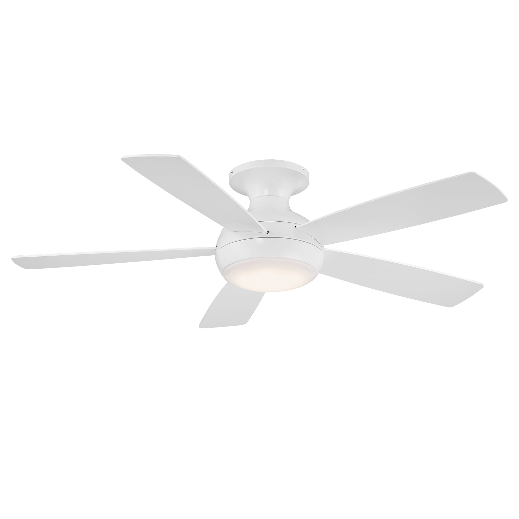 WAC Odyssey 52" Matte White Integrated LED Smart Flush Mount Ceiling Fan with Remote Control