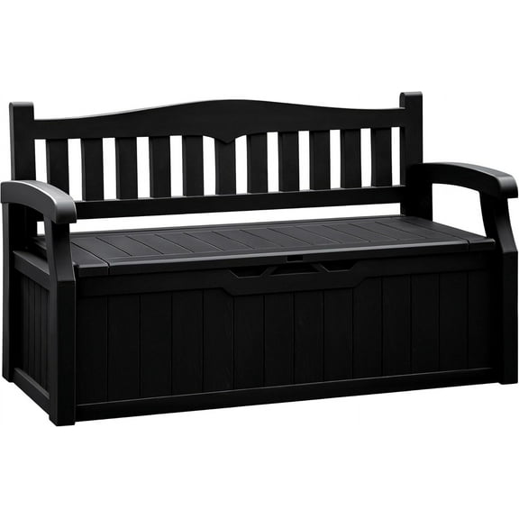 HUANG 80 Gallon Storage Bench with Seat, All-Weather Lockable, Black