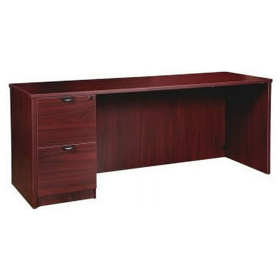 Lorell, LLRPC2472LMY, Prominence 2.0 Mahogany Laminate Left-Pedestal Credenza, 1 Each