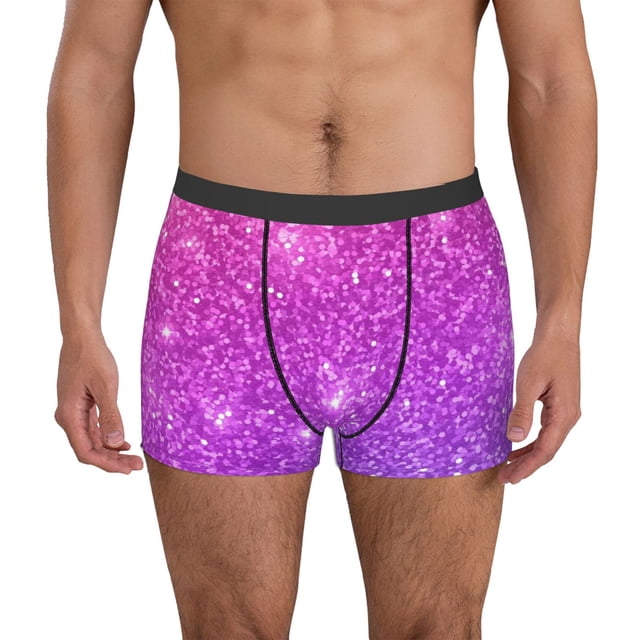 Fotbe Pink Purple Glitter Calzoncillos Tipo Boxer con Bolsa de Soporte Total para Hombre, X-Temp Fresco, Transpirable y de Secado Rápido-Small