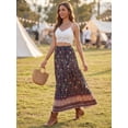 thumbnail image 3 of INSPIRE CHIC Women's Boho Skirts Floral Print Spring Summer Elastic Waist Casual Maxi Skirts XS Black, 3 of 7