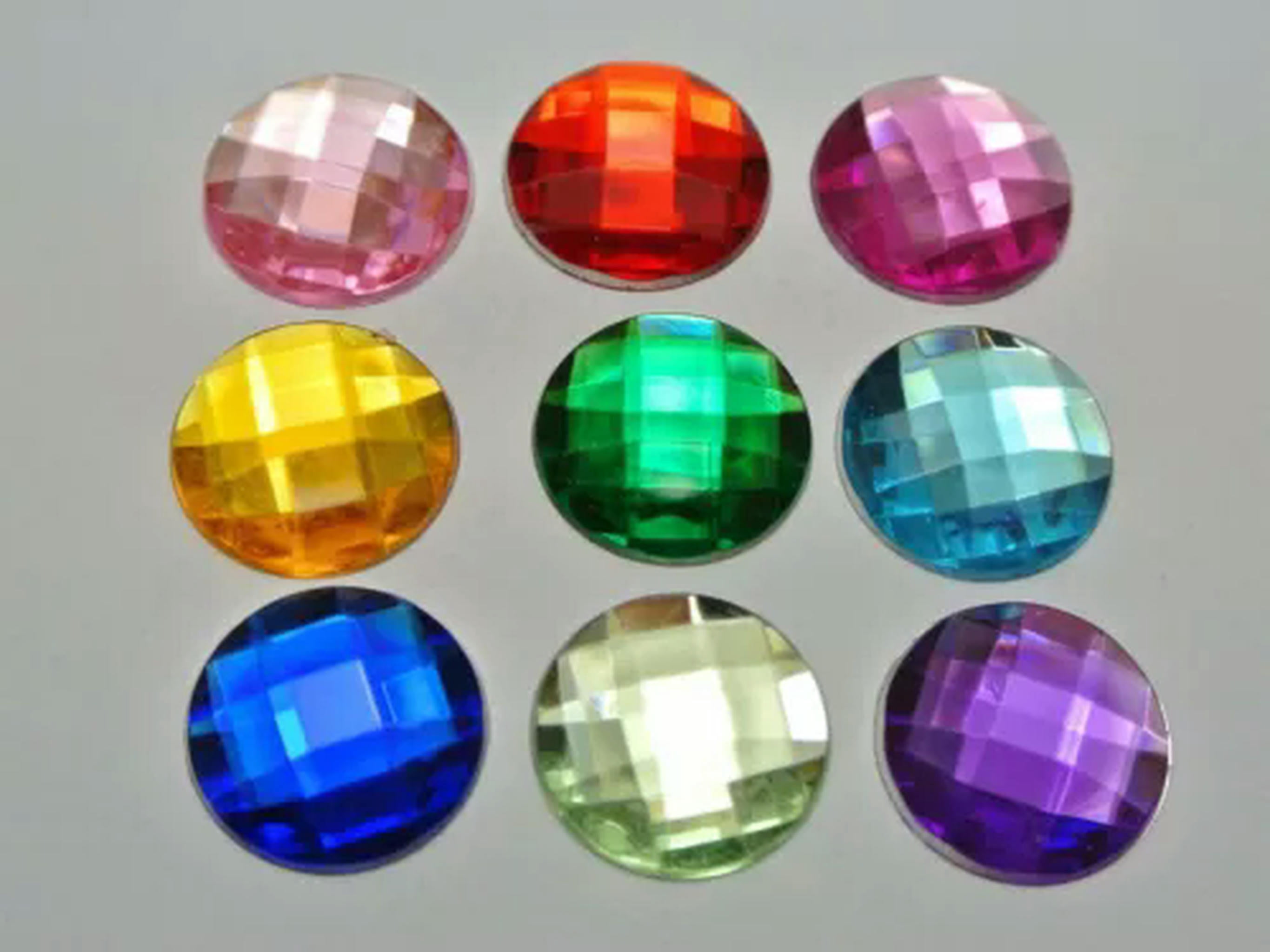EOEMY 500 Acrylic Flatback Faceted Round Rhinestone Gems 16mm No Hole Color For Choice-Black