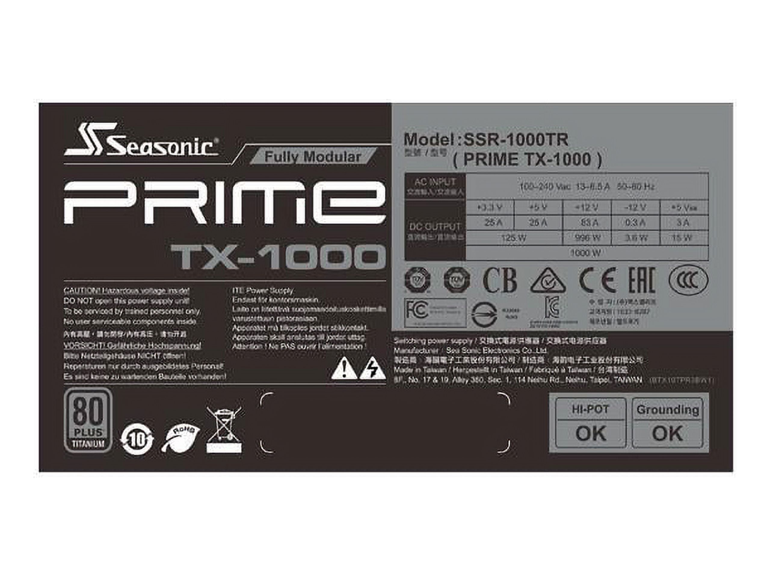 Seasonic PRIME TX-1000, 1000W 80+ Titanium Full Modular, Low Noise