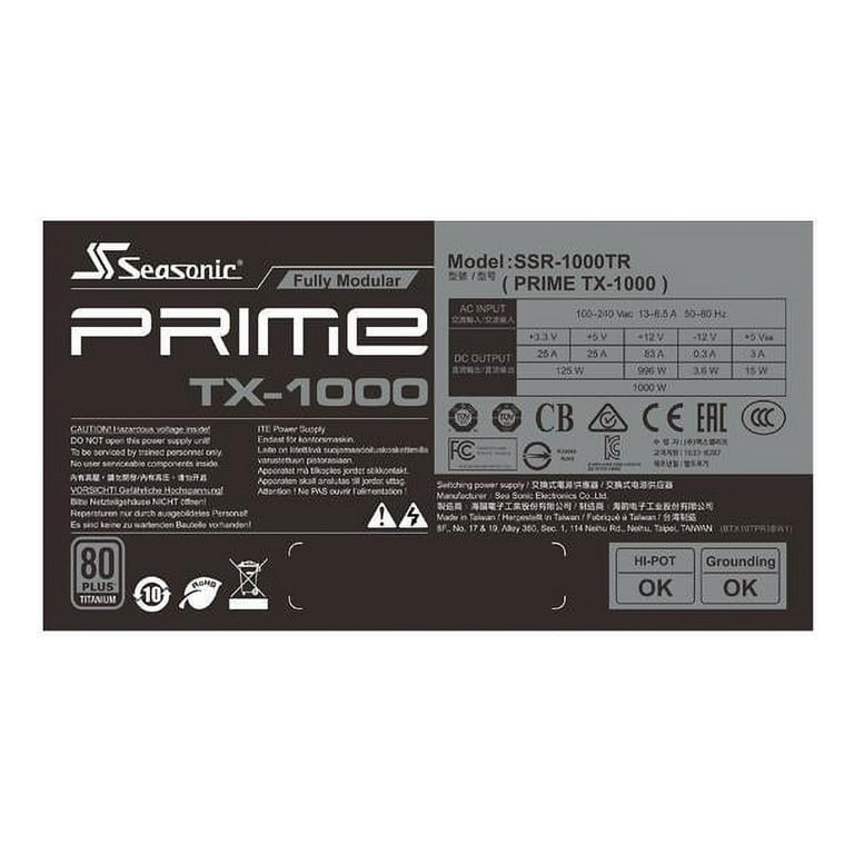 Seasonic PRIME TX-1000, 1000W 80+ Titanium Full Modular, Low Noise