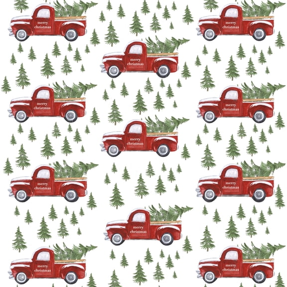 Altoona Design Christmas Holiday Table Paper Placemats 24/pack Square Red Christmas Truck Tree 12.5" x 12.5"