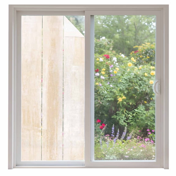 Beige Privacy Window Film, Decorative Frosted Glass Window Film, Retro Oil Painting Modern Abstract Art Aesthetics Reusable Peel and Stick Static Cling for Home Bathroom Office Glass Door 35.4"x78.7"