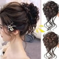 thumbnail image 3 of Ball Head Fake Scrunchie Wig Hair Loop lady Updo Headwear Simulate Hair Part/, 3 of 8
