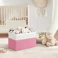 thumbnail image 2 of Large Toy Storage Box with Lids, Collapsible Sturdy Baby Storage Organizer Chest Bin Basket for Kids, Boys, Girls, Playroom, Nursery, Bedroom, Closet 25"x13"x16" (Pink & White）, 2 of 6