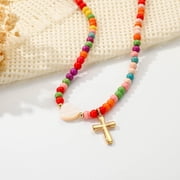 APSVO Love Heart Cross Necklaces for Girls Women Beaded Chain Stuff Catholic Religious Christian Birthday First Communion Graduation Jewelry Gifts Teen Daughter Kids Age 7 8 9 10 11 12 13