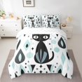 thumbnail image 2 of Homewish Cartoon Black Cats Twin Bedding Sets 7-Piece for Kids Teens,Kawaii Animal Bedding Comforter Set Microfiber,Abstract Geometric Breathable Sheet Sets,Super Cozy Room Decor,Reversible, 2 of 8