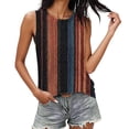 thumbnail image 2 of Pounoo Débardeurs pour Femmes à Imprimé à Rayures Verticales Sans Manches à Col Rond Coupe Ample Respirants Extensibles Chandails Décontractés Quotidiens Blouses Style Rétro Cadeau, 2 of 6