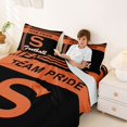 thumbnail image 3 of jejeloiu Orange Black Initial S Bed Sheets For Boys,Football Sport City King Sheets For Kids,4 Pieces, 3 of 6