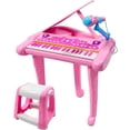 thumbnail image 1 of Teclado y piano Dollox de 37 teclas para niños con taburete y micrófono, color rosa, 1 of 7