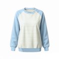 thumbnail image 5 of LUVDA Women's Raglan Stripe Crew Neck Sweatshirt Contrasting Sleeves Relaxed Fit Fall Pullover, 5 of 5