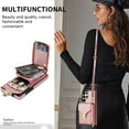 thumbnail image 3 of for Samsung Galaxy S22 Ultra Case Wallet with Shoulder Strap for Women - Crossbody Lanyard,Zipper Pocket,Credit Card Holder,Shockproof - Metal Buckle Closure Premium PU Leather Case, Rosegold, 3 of 8
