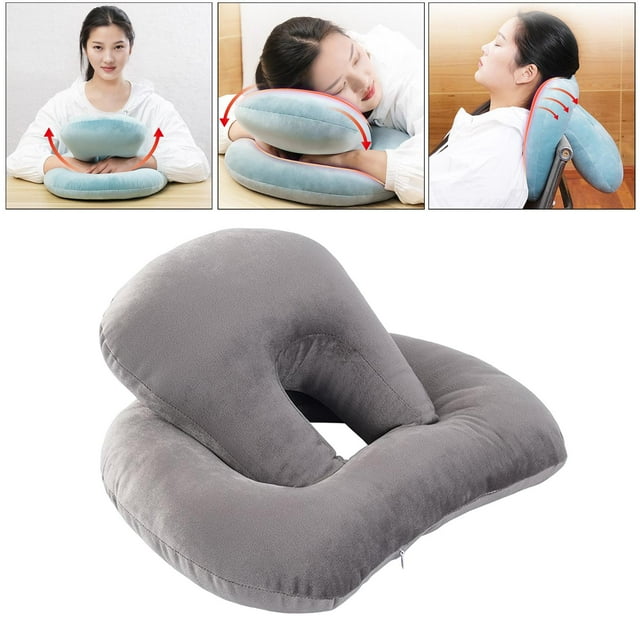 Soporte de cuello de almohada portátil Macarena súper suave para viajes gris