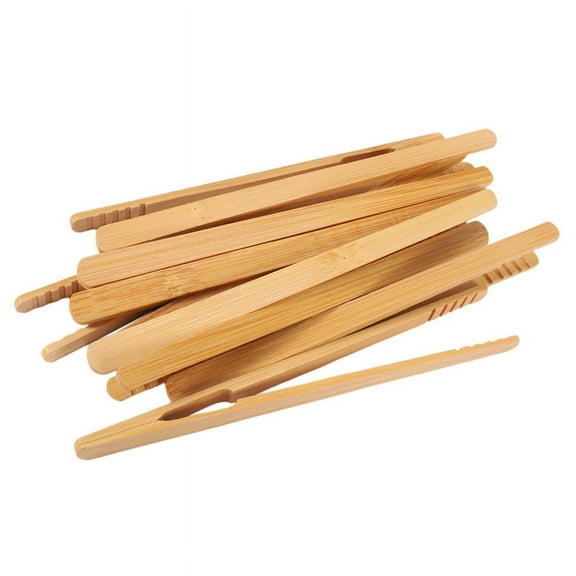 10 Pieces Bamboo Toast Tongs, Tongs 7 Inches Toaster Made of Natural perfect for Bread