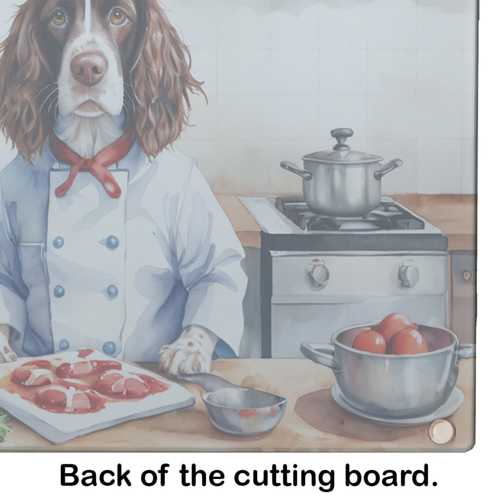 English Springer Spaniel The Chef Glass Cutting Board 12 in x 15 in