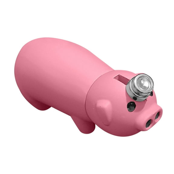 Ruroz Butane Gas Lighter Refillable Cute, Funny Pipe Lighter Double Soft Flame, Cool Pink Pig, Novelty Gift for Women Men