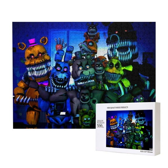 Lsque Five Nights At Freddy'S Pattern Wooden Picture Puzzle ,500 Piece Jigsaw Puzzle ,Family Fun Puzzle, Home Décor Puzzle, Gift Puzzle(Horizontal style)