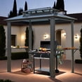 thumbnail image 2 of 5FT x 8FT Double Roof Aluminum BBQ Grill Gazebo with Grey Polycarbonate for Outdoor Use, 2 of 8
