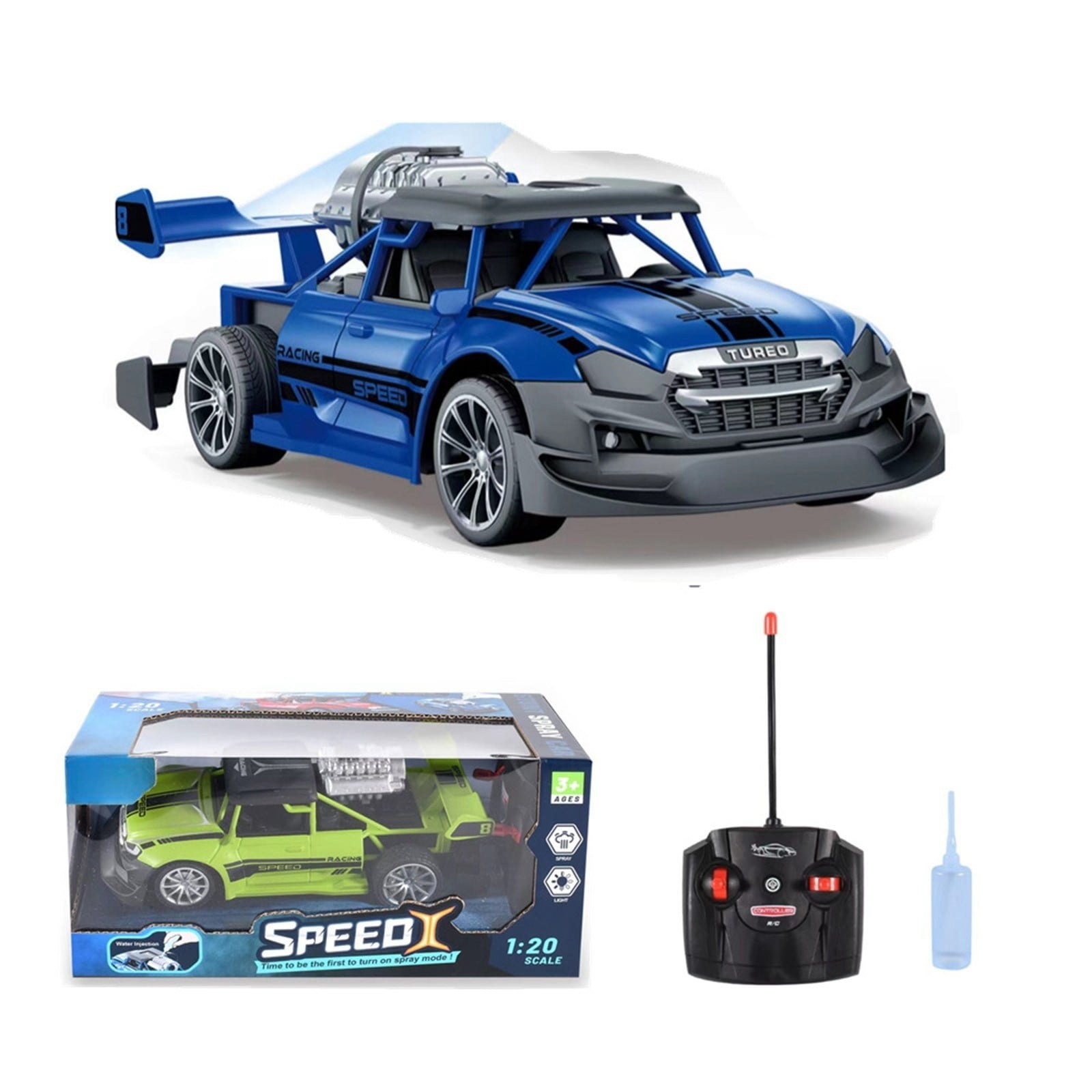 SPOORYYO High-speed Remote Control Car with Water Spray and Drift Features, 2.4Ghz Control, Powerful Motor, Stunt Tires, 360° Rotation, Cool Lights