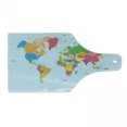 thumbnail image 1 of Map Cutting Board, Classical Colorful Map of World in Political Style Travel Europe America Asia Africa, Tempered Glass Cutting and Serving Board, Wine Bottle Shape, Multicolor, by Ambesonne, 1 of 1