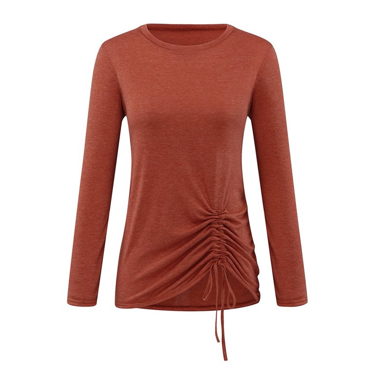  Long Sleeve Shirts for Women Pullout Zipper Loose