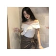 thumbnail image 3 of MarinaVida Sexy Women Elastic One Shoulder Crop Tops Shirt Casual Slim Tops Blouse Clubwear, 3 of 4