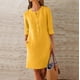 thumbnail image 1 of mfyjkho Vestidos midi para mujer, Vestido de mujer de moda con cuello redondo, suelto, de media manga, liso, hasta la rodilla Vestidos de otoño s, 1 of 5