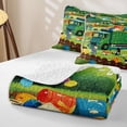thumbnail image 4 of Castle Fairy Cartoon Garbage Truck Twin Quilt Set,Playful Cat Party Twin Coverlet Set for Bedroom,Green Blue Orange, 4 of 7