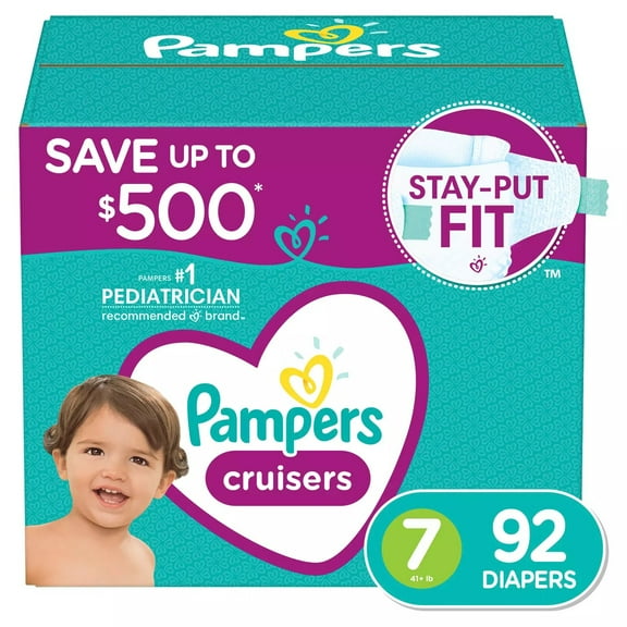 Pampers Cruisers Diapers - Size 7 (41 Pounds), 92 Count